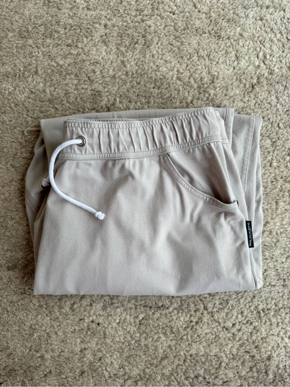 Plus Size women’s Rien Ne Se Perd Beige Stretch Cotton Drawstring Pants XL